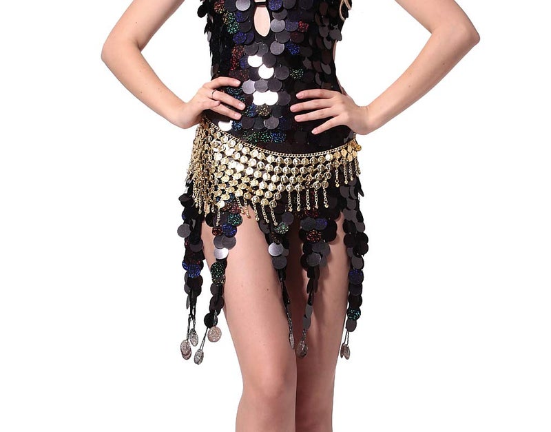 ZLTdream Women's Belly Dance Tower Shape Metal Hip Scarf Gold - Image 2